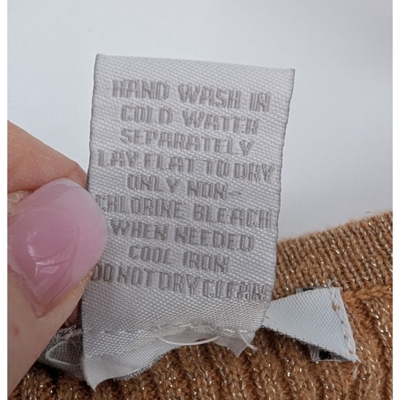 VTG Y2K Charlotte Russe Gold Metallic Babydoll Ribbed Balloon Sleeve Knit Top L - Picture 10 of 15